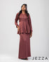 V-Neck Peplum Top & Flared Skirt Set 65411